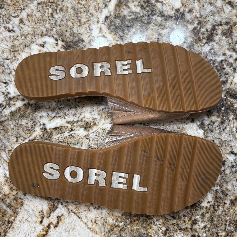 Sorel Silver and Bronze Slide Sandals - Picture 3 of 4